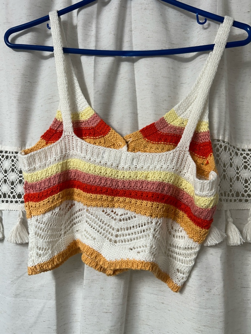 Striped Knit Button-Front Cropped Tank Top - Multicolor - Picture 4 of 5